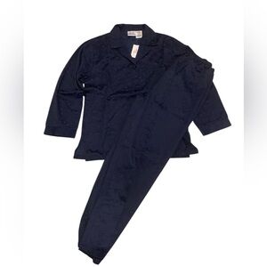 NWT Secret Treasures Pajama Set Navy Blue Jacquard Floral Sleepwear Ladies Small